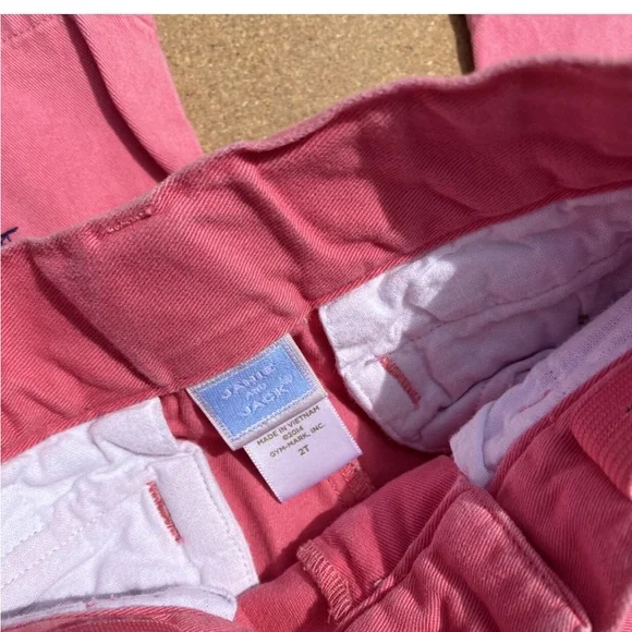 Janie and Jack Coral / Pink Dress Pants with Embroidered Bi-planes.  Size 2T - Picture 3 of 4